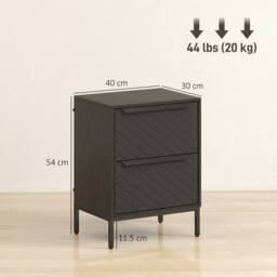 HOMCOM Chest of Drawers, 2 Fabric Drawer Dresser, Aluminium Handles in Black - Size: Small - thumbnail 3