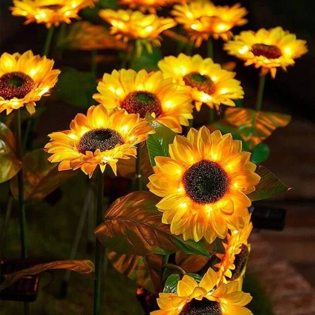 KORVIXA 2X Solar Powered 3 Heads LED Garden Light in Yellow - Size: 100 cm - image 1