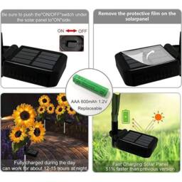 KORVIXA 2X Solar Powered 3 Heads LED Garden Light in Yellow - Size: 100 cm - thumbnail 4