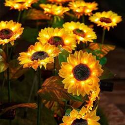 KORVIXA 2X Solar Powered 3 Heads LED Garden Light in Yellow - Size: 100 cm - thumbnail 1