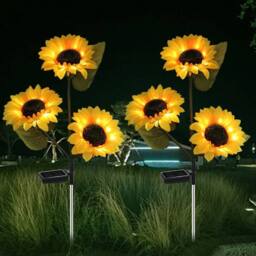 KORVIXA 2X Solar Powered 3 Heads LED Garden Light in Yellow - Size: 100 cm - thumbnail 3