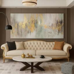 Mafett Modern Gold & Grey Large Canvas Gilded Reflections - thumbnail 1