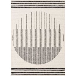 Livabliss Pisa-Geometric Black Grey Ivory Modern Living Dining Bedroom Rug in Off-White - Size: 130 cm x 190 cm - thumbnail 2