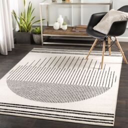 Livabliss Pisa-Geometric Black Grey Ivory Modern Living Dining Bedroom Rug in Off-White - Size: 130 cm x 190 cm - thumbnail 9