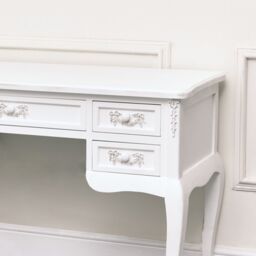 Melody Maison Antique White Dressing Table Desk With Triple Mirror - Pays Blanc Range - thumbnail 2