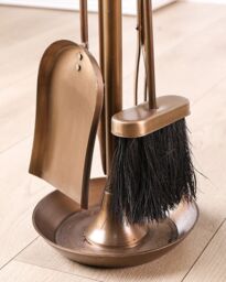 Dibor Antique Brass Fireside 4pc Companion Set Fireplace Tool Set - 75cm High in Copper - thumbnail 3