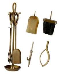 Dibor Antique Brass Fireside 4pc Companion Set Fireplace Tool Set - 75cm High in Copper - thumbnail 5