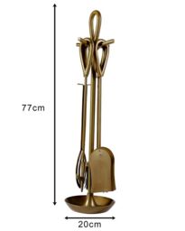Dibor Antique Brass Fireside 4pc Companion Set Fireplace Tool Set - 75cm High in Copper - thumbnail 2