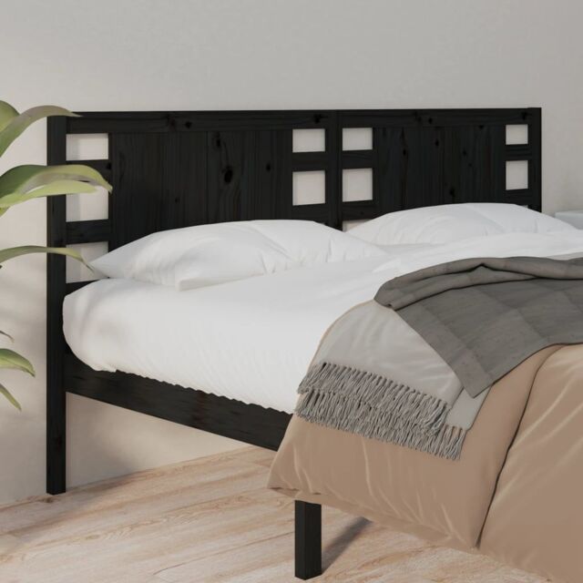 Berkfield Home Headboard Black 206x4x100 cm Solid Wood Pine - Size: 206 x 4 x 100 cm - image 1