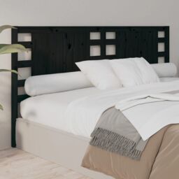 Berkfield Home Headboard Black 206x4x100 cm Solid Wood Pine - Size: 206 x 4 x 100 cm - thumbnail 4