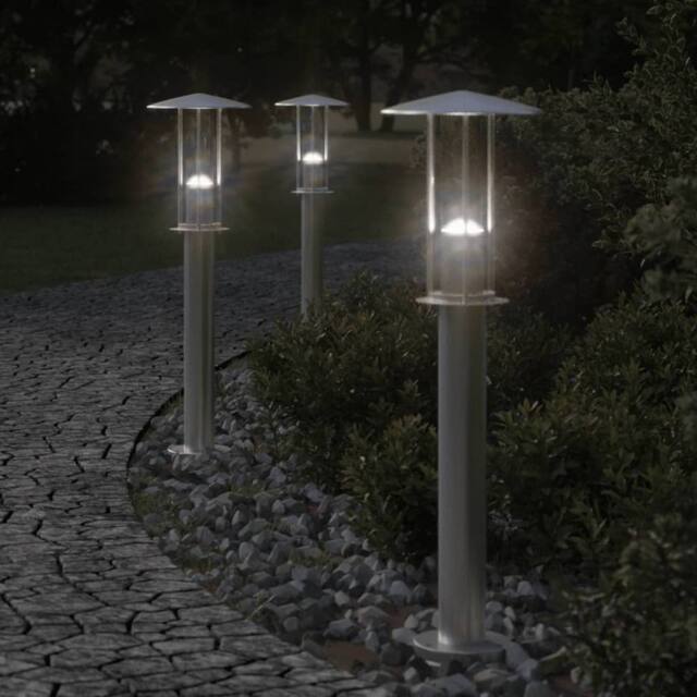 Berkfield Home Outdoor Floor Lamps 3pcs Silver 60 cm Stainless Steel - image 1