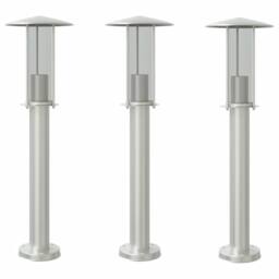 Berkfield Home Outdoor Floor Lamps 3pcs Silver 60 cm Stainless Steel - thumbnail 2