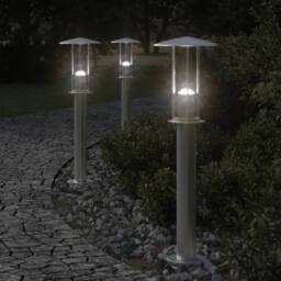 Berkfield Home Outdoor Floor Lamps 3pcs Silver 60 cm Stainless Steel