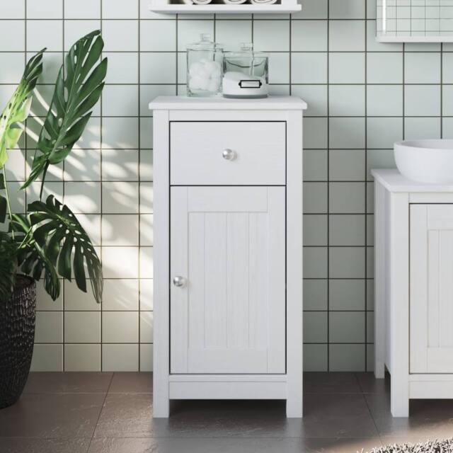 Berkfield Home Bathroom Cabinet BERG White 40x34x80 cm Solid Wood Pine - Size: 40 x 34 x 80 cm - image 1