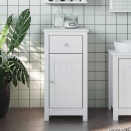 Berkfield Home Bathroom Cabinet BERG White 40x34x80 cm Solid Wood Pine - Size: 40 x 34 x 80 cm