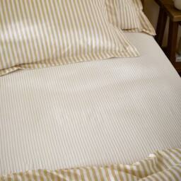 Yard Hebden Narrow Stripe 100% Cotton Fitted Sheet in Yellow - Size: Double Fitted - thumbnail 2