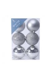 KDMD 8cm Silver Shatterproof Baubles x6 2 Pack - thumbnail 2