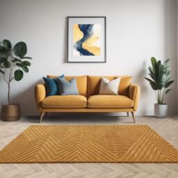 The Rug Shop UK Yellow Handmade Wool Modern Geometric Easy To Clean Area Rug - Size: 160 cm x 230 cm - thumbnail 1
