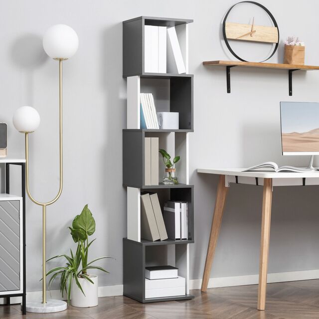 HOMCOM 5-Tier Bookshelf Freestanding Bookcase Storage Shelves, White