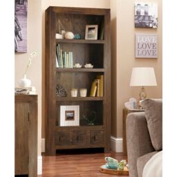 Jaipur Furniture Ltd Large Bookcase - Mango Wood - L30 x W75 x H175 cm - Dark Finish in Brown - thumbnail 2