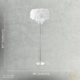 Happy Homewares Modern Chandelier Feather Floor Lamp with Waterfall Acrylic Droplets in White - thumbnail 5