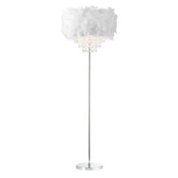 Happy Homewares Modern Chandelier Feather Floor Lamp with Waterfall Acrylic Droplets in White - thumbnail 2