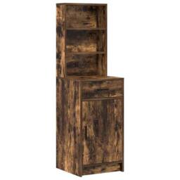 Berkfield Home Modern 2 Piece Dressing Table Set with LED Smoked Oak Engineered Wood in Brown - thumbnail 6