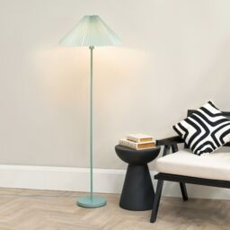 ValueLights Akira Pleated Shade Slim Floor Lamp with LED Bulb in Bright Blue - thumbnail 1