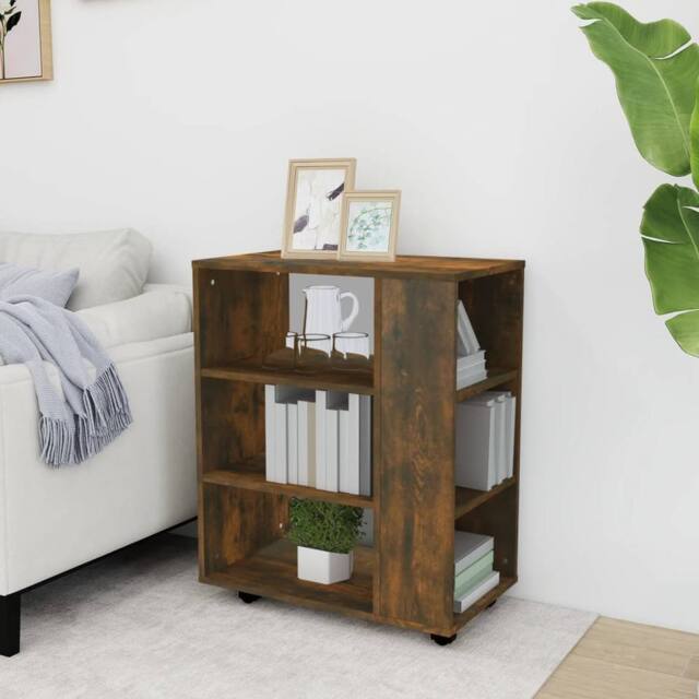 Berkfield Home Rolling Cabinet Smoked Oak 60x35x75 cm Engineered Wood in Brown - Size: 60 x 35 x 75 cm - image 1