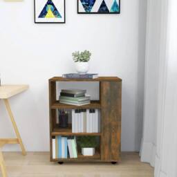Berkfield Home Rolling Cabinet Smoked Oak 60x35x75 cm Engineered Wood in Brown - Size: 60 x 35 x 75 cm - thumbnail 4