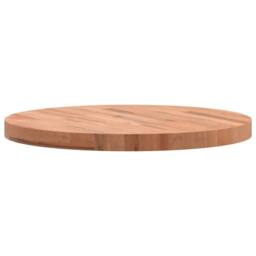 Berkfield Home Table Top Ã˜60x4 cm Round Solid Wood Beech in Brown - Size: 60x4 cm - thumbnail 5