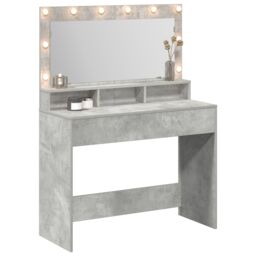 Berkfield Home Dressing Table with LED Lights - Concrete Grey, 100x41x135 cm in Grey - Size: 100 x 41 x 135 cm - thumbnail 3