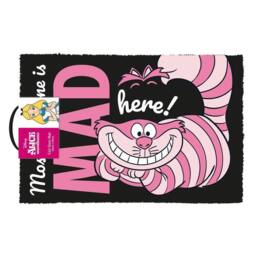 Alice In Wonderland We´re All Mad Here Door Mat in Pale Pink - Size: 40 cm x 60 cm - thumbnail 1