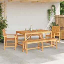 Berkfield Home 5 Piece Garden Dining Set Solid Wood Acacia in Brown - thumbnail 4