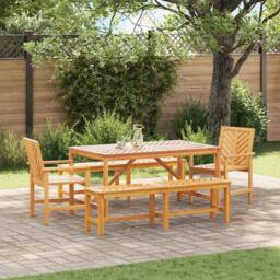 Berkfield Home 5 Piece Garden Dining Set Solid Wood Acacia in Brown - thumbnail 2