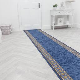 runrug Hallway Runner Rug - Non-Slip, Hardwearing, 5.4mm - 'Cheops' in Blue - Size: 80 cm x 330 cm - thumbnail 3