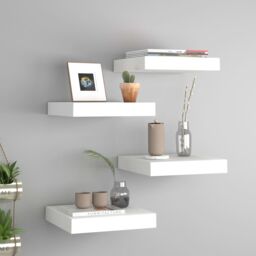 Berkfield Home Floating Wall Shelves 4 pcs White 23x23.5x3.8 cm MDF - thumbnail 1