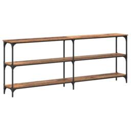 Berkfield Home Spacious Console Table Old Wood 200x29x75 cm Engineered Wood in Brown - Size: 200 x 29 x 75 cm - thumbnail 7