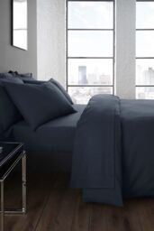 Serene 'Plain Dyed' Soft Touch 32cm Fitted Bed Sheet in Navy - Size: Single