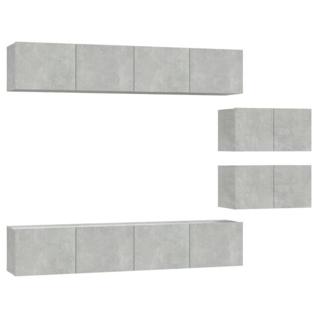 Berkfield Home 6 Piece TV Cabinet Set Concrete Grey Engineered Wood - image 1