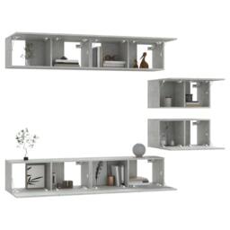 Berkfield Home 6 Piece TV Cabinet Set Concrete Grey Engineered Wood - thumbnail 4