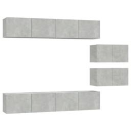 Berkfield Home 6 Piece TV Cabinet Set Concrete Grey Engineered Wood - thumbnail 1