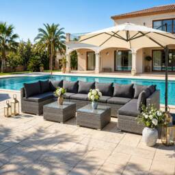 Home Detail Cancun Modular 8 Seater Rattan Garden Lounge Set in Mid Grey - thumbnail 3