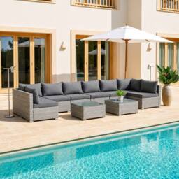 Home Detail Cancun Modular 8 Seater Rattan Garden Lounge Set in Mid Grey - thumbnail 2