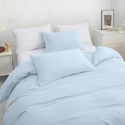 Grace Prewashed Microfibre Duvet Cover Set Soft Lightweight Zipper Closure in Light Blue - Size: Single - thumbnail 5