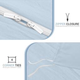 Grace Prewashed Microfibre Duvet Cover Set Soft Lightweight Zipper Closure in Light Blue - Size: Single - thumbnail 8