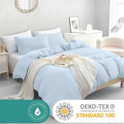 Grace Prewashed Microfibre Duvet Cover Set Soft Lightweight Zipper Closure in Light Blue - Size: Single - thumbnail 6