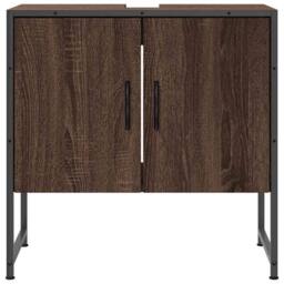 Berkfield Home Bathroom Sink Cabinet Brown Oak 60x33x60 cm Engineered Wood - Size: 60 x 33 x 60 cm - thumbnail 5