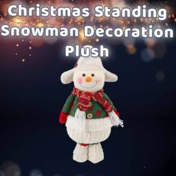 VFM e-Store Christmas Standing Snowman Decoration Plush 41.5cm x 21.5cm White X 1 - Size: 41.5 cm x 21.5 cm - thumbnail 3