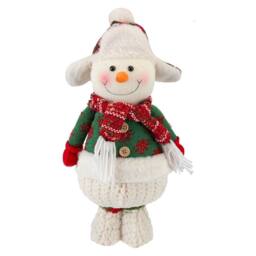 VFM e-Store Christmas Standing Snowman Decoration Plush 41.5cm x 21.5cm White X 1 - Size: 41.5 cm x 21.5 cm - thumbnail 1